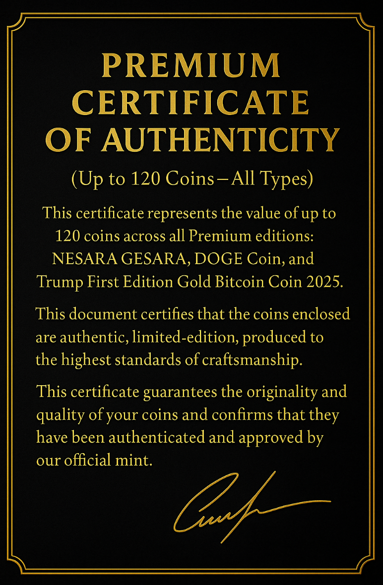 PREMIUM CERTIFICATE OF AUTHENTICITY