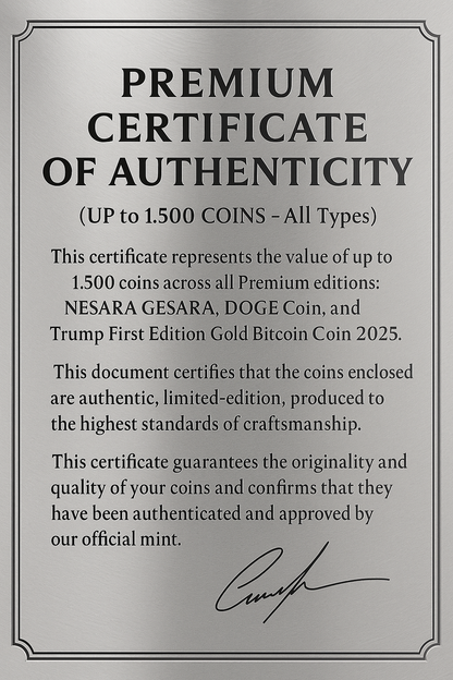 PREMIUM CERTIFICATE OF AUTHENTICITY