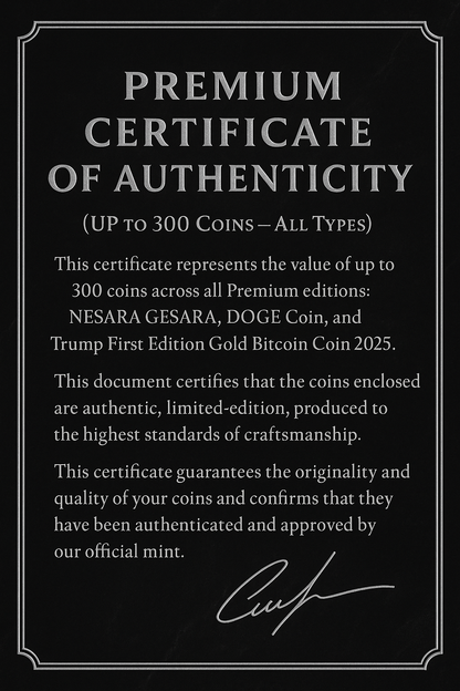 PREMIUM CERTIFICATE OF AUTHENTICITY